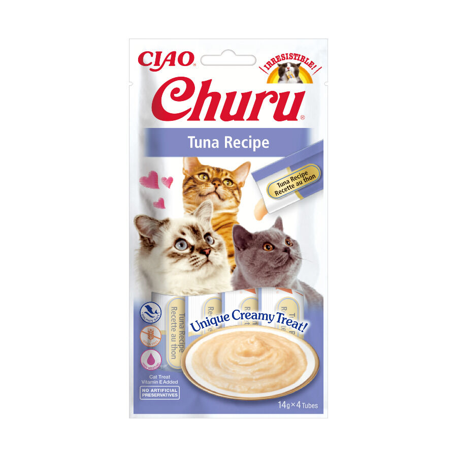 4 sobres x 14 g Churu Snack Cremoso de At&uacute;n para gatos, , large Imagen numero 1
